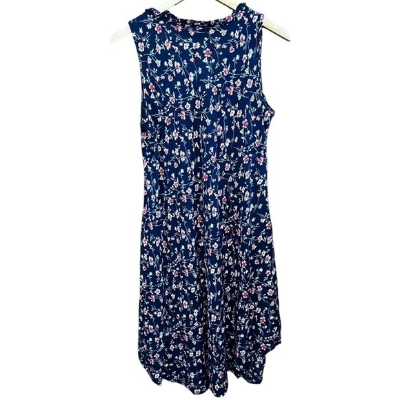 ACE Fashion Navy Floral Print Tie Front Dress, Size Large - Picture 9 of 12